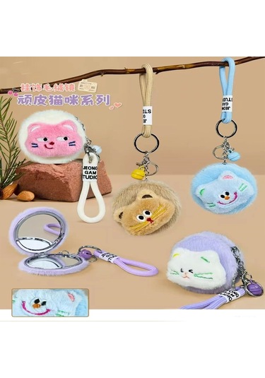 Peluş Cep Aynası Çok Renkli