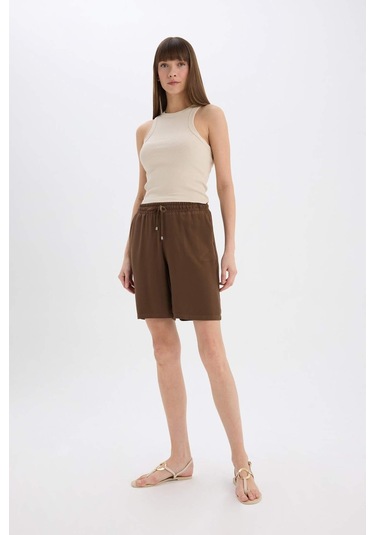 DeFacto Yüksek Bel Kısa Paça Belmando Şort I6760AZ25HSBN333 Kahve