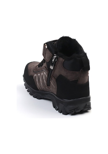 Unisex Çocuk Kahve Siyah İçi Kürklü Kışlık Termo Taban Suya Soğuğa Dayanıklı Günlük Rahat Outdoor Bot Kahverengi