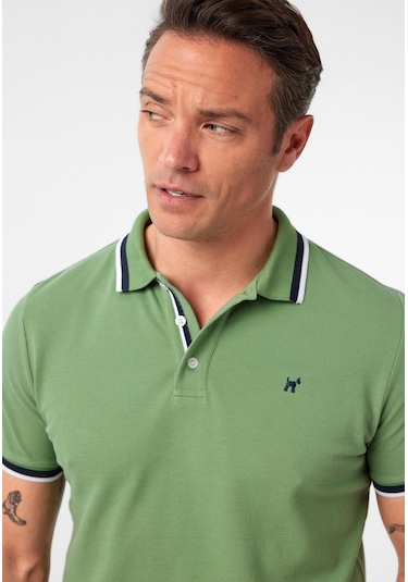 Javeir Erkek Regular Fit Çizgi Detaylı Polo Yaka T-shirt Yeşil