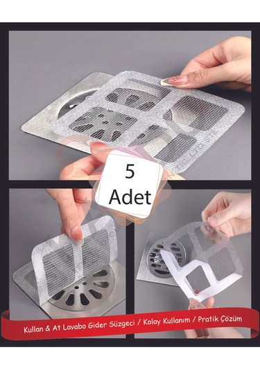 5 Adet 9x9cm Mutfak Lavabo Süzgeci, Lavabo Tıkanıklık Önleyici, Yapışkanlı Süzgeç, Saç&kıl Toplayıcı
