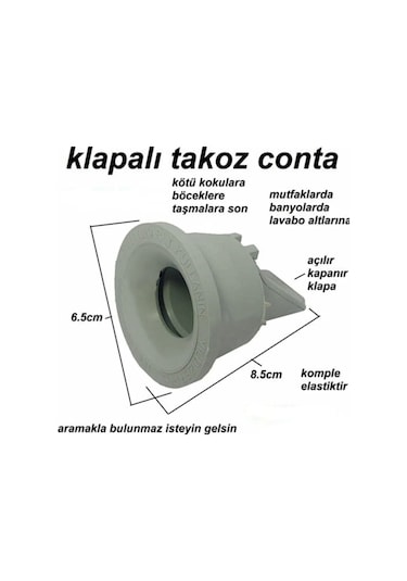 Mintev Lavabo Koku Giderici Çek Valfli Haşere Önleyici Lavabo Gider Adaptör Conta Ø50