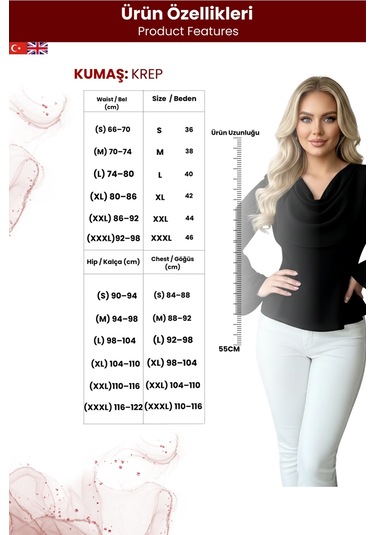 Khi-zai Kadın Degaje Yaka Şehirli Stil Bluz Siyah