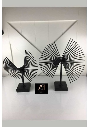 Ganzhoushop Siyah Salon Ve Ofis Dekorasyonu İçin Metal Obje Biblo Aksesuar 2'li Set, Şık Ve Modern Tasarım