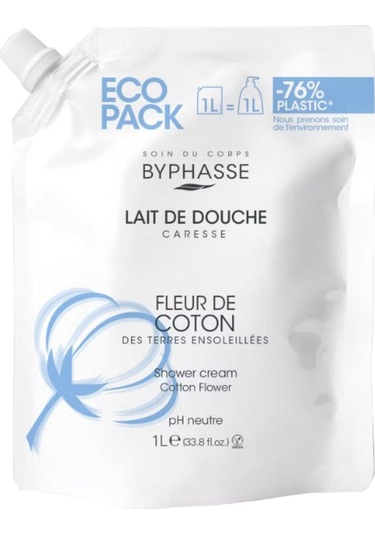 Byphasse Caresse Pamuk Çiçeği Özlü Kremli Duş Jeli Ekonomik Yeniden Dolum Paketi 1 L
