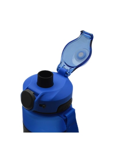 Noki Su Matarası Tritan Auto Kapak Soft Touch Silikon Bantlı Askılı 750 Ml Mavi