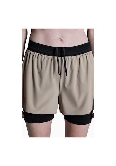 On 3" Performance 2/1 Shorts Hafif Iç Taytlı Hızlı Kuruyan Kadın Koşu Şortu Bej