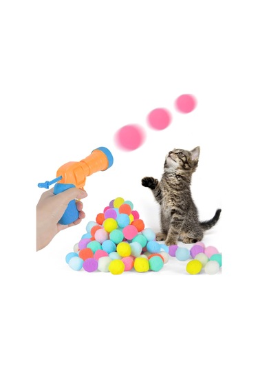 Microcase Peluş Top Atan Kedi OyuncağıAtma Tabancası Al4299 Mavi - Turuncu