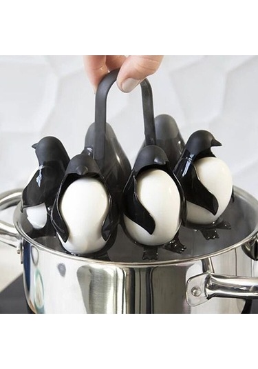 Ulzyvf Sevimli Penguen Şekilli Mutfak Yumurta Haşlama Ve Saklama Kabı - Abs Siyah Siyah