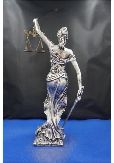 Themis Adalet Tanrıçası Heykeli 44 Cm Dekoratif Biblo, Ev & Ofis Aksesuarı Gümüş