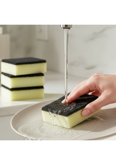 Technow Klasir Ekonomik 9 X 7 Cm Sarı Siyah Düz Bulaşık Süngeri Sarı