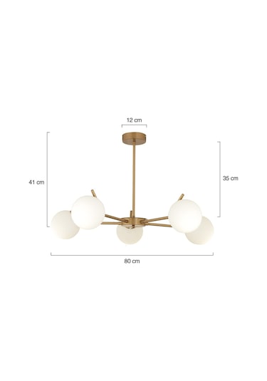 Sara 5Li Eskitme Boyalı Beyaz Camlı Salon Avize