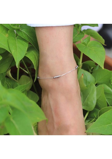 Silindir Etrafı Zirkon Taşlı 925 Ayar Gümüş Halhal Gümüş