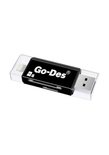 Go Des GD-DK102 Lightning & Micro USB Veri Aktarımı SD & Micro SD Kart Okuyucu - ZORE-253401