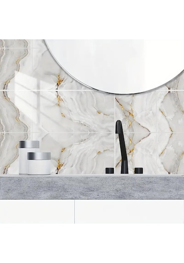 10 Adet 10x10 Cm Gri Beyaz Mermer Fayans Etiket Mutfak Dolap Banyo Ev Dekor Kendinden Yapışkanlı Kristal Sert Film Sanat Duvar Çıkartmaları 14 Diğer