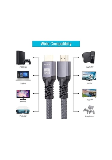 Novahub Hdmı 2.0 Erkek - Hdmı 2.0 Erkek 4k Ultra-hd Adaptör Kablosu, 6m Gri