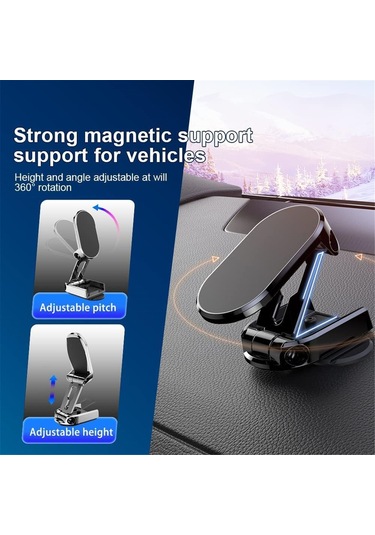 Yaozixa Siyah Magnetik Araç Telefon Tutucu, 360 Derece Ayarlanabilir, Katlanabilir, Sağlam Tutma, Ev/araç/ofis Kullanıma Uygun, 2 Demir Levha Ve 1 Adet Ek Zımba İle GÜMÜŞ