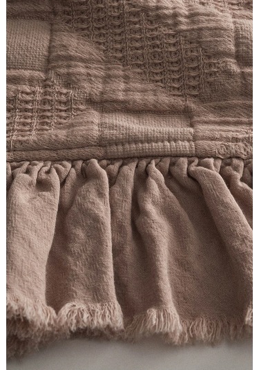 Ecocotton Tanya Pudra %100 Organik Pamuk Çift Kişilik Pike Yatak Örtüsü Takımı Pudra