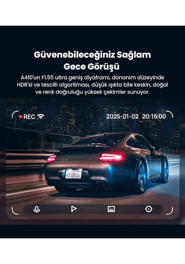 70mai Araç Kamerası A410 Ön Kamera+ Rc21 Arka Kamera Set 2.5k + 1080p Çift Kamera