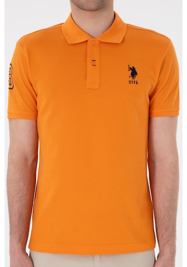 U.S. Polo Assn. Erkek Slim Fit Polo Yaka Turuncu Basic Tişört 50305929-VR051