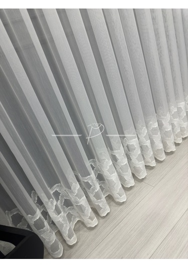 Tül Perde Etek İşleme Hexagon Desen 127565 Ekru