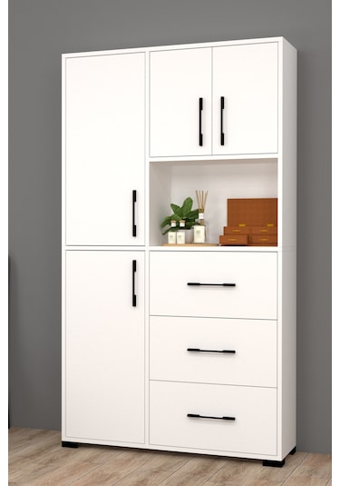 Berlin Çekmeceli Ve Kapaklı Çok Amaçlı Dolap Beyaz