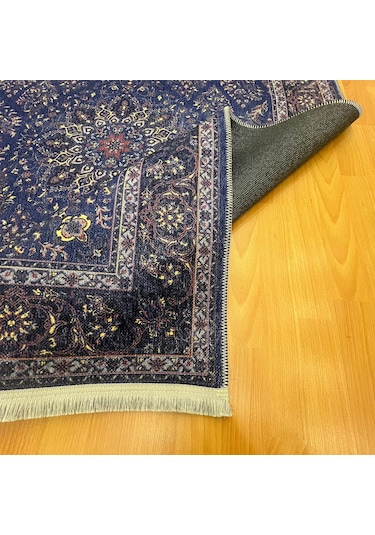Klasik Madalyonlu 160 X 230 Dijital Baskı Halı Lacivert