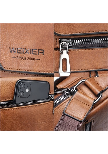 Erkekler İçin Çapraz Askılı Çanta Üst Düzey Erkek Omuz Çantası Retro İş Sırt Çantası Erkek Çantası Günlük Omuz Çantası Koyu Kahverengi-1 Koyu Kahverengi