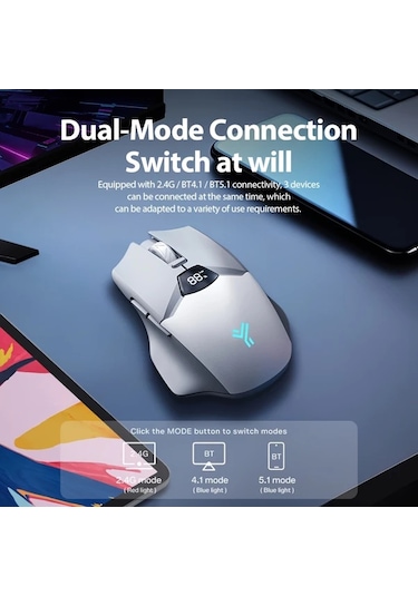 Besthome1 Kablosuz Çift Mod Akıllı Ekranlı Siyah Fare 2.4g Bt 5.1 3 Cihaz Bağlantı 6 Fonksiyon Tuşu Diğer