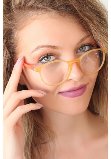 Özel Sarı Renk Oval Turuncu Renk Bayan Gözlük Fırsat