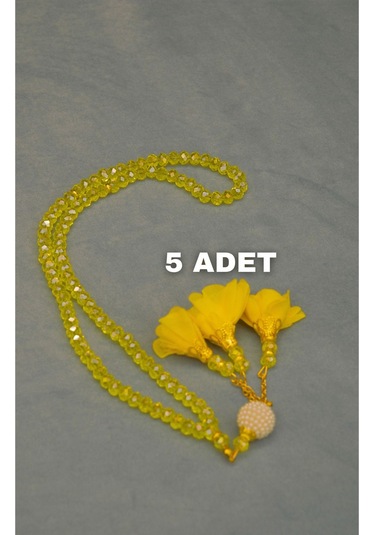 Kristal Tesbih 5 Adet Sarı