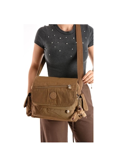 Postacı Okul Çantası Çapraz Askılı Büyük Boy 33 27 Cm Askı Uzunluğu 130 Cm Çok Cepli Kapaklı Omuz Taba