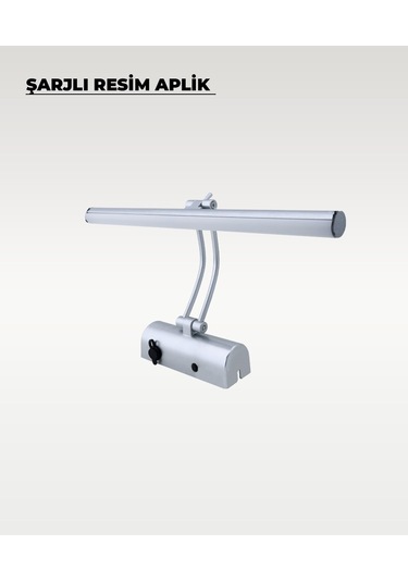 Şarjlı Krom Flüt Aplik 3200k Sarı Işık Elektrik Gerektirmez Krom