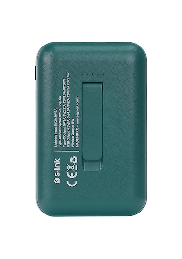 S-lınk P50 5000mah 22.5w Magsafe Standlı Taşınabilir Şarj Cihazı Powerbank Yeşil Yeşil