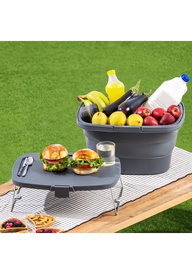 Porsima 07-1304 Katlanır Piknik Sepeti Masalı 21 L Antrasit