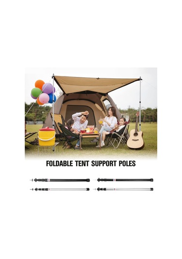 Springsun Siyah Dört Bölüm Gömlek Açılabilir Alüminyum Çadır Direği, 2.8 Metre Uzunlukta Dış Mekan İçin Siyah