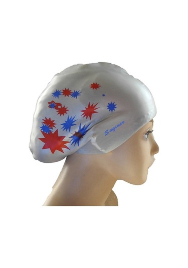 Uzun Saçlar İçin Sones Baskılı Silikon Yüzme Bonesi Su Geçirmez Yüzme Bonesi Gri