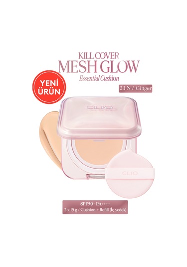 Hyalüronik Asit İçerikli Clıo Kill Cover Mesh Glow Essential Cushion Set 23n Ginger Spf50+ Pa++++ 23n Ginger
