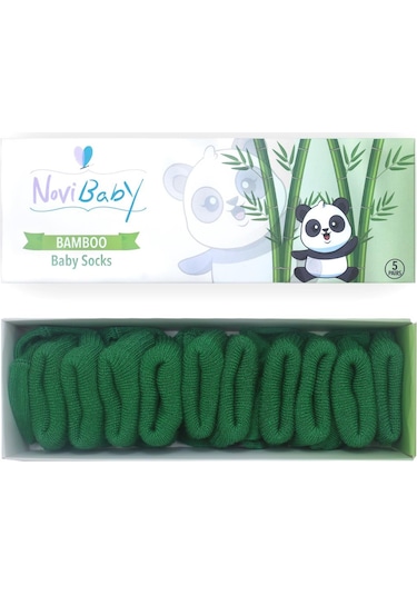 Novibaby 5'li Bambu Yenidoğan Bebek Çorabı I Pine Green I 0-6 ay "Karışık Renkli"