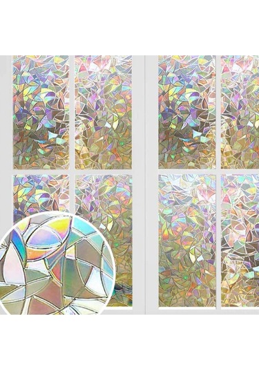 Monyee 3d Renkli Gölge Veren, Uv Engelleyen, Özellikli, Yapıştırıcısız, Tekrardan Kullanılabilir Cam Filmi 45x200/300cm Seçenekli Beyaz