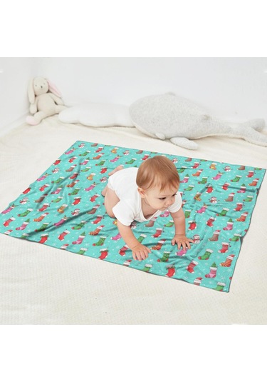 Noel Desenli Bebek Battaniyesi 40x30 İnç, Polar, Yumuşak, Hafif Ve Kalın Noel Çorap Kar Tanrısı