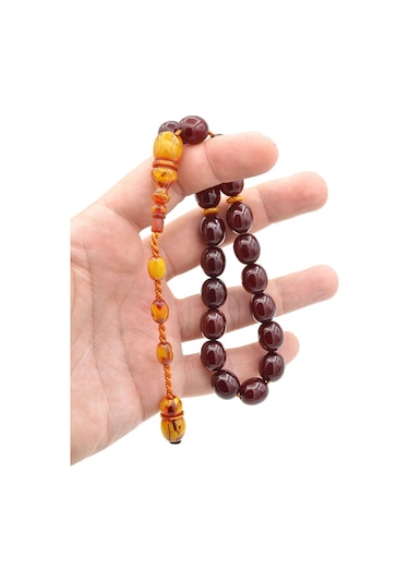 Ahmet Emin Yapımı Osmanlı Model Vişne Sıkma Kehribar Efe Maskot Tesbih Bordo