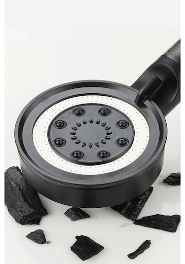 Siyah Filtreli 5 Fonksiyon Çelik El Duşu Siyah Duş Hortumu Mafsal Siyah