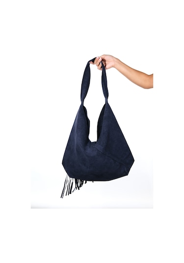 Rosalın Lacivert Hakiki Deri Süet Kadın Omuz Çantası Lacivert