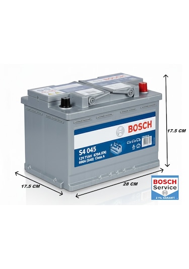 Bosch S4 045 12v 71ah 670a Ford-opel Alçak Tip Akü