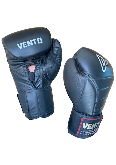Vento X5 Hakiki Deri Boks Ve Kick Boks Eldiveni Siyah Siyah
