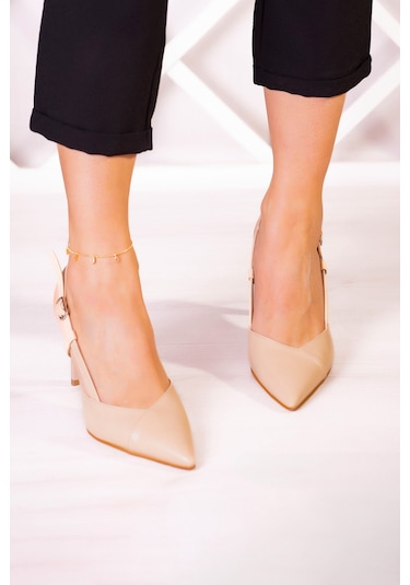 Erkan Saçmacı Sacha Ten Arkası Açık İnce Topuklu Ayakkabı Ten