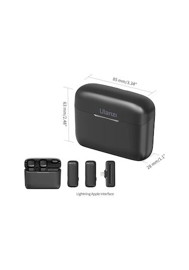 Ulanzi J12 Kablosuz Lightning Apple Uyumlu iPhone İkili Yaka Mikrofonu 2885