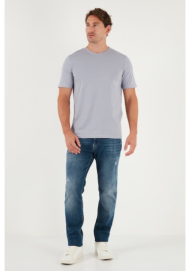 Buratti Pamuklu Regular Fit Bisiklet Yaka Erkek T Shirt 59020204 Gri