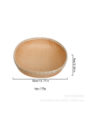 Bambu Sepeti Meyve Ve Sebze Depolama Sepeti Faraş Bambu El Yapımı Ürünler Yuvarlak Delikli Dokuma Sepet Beyaz - Gri